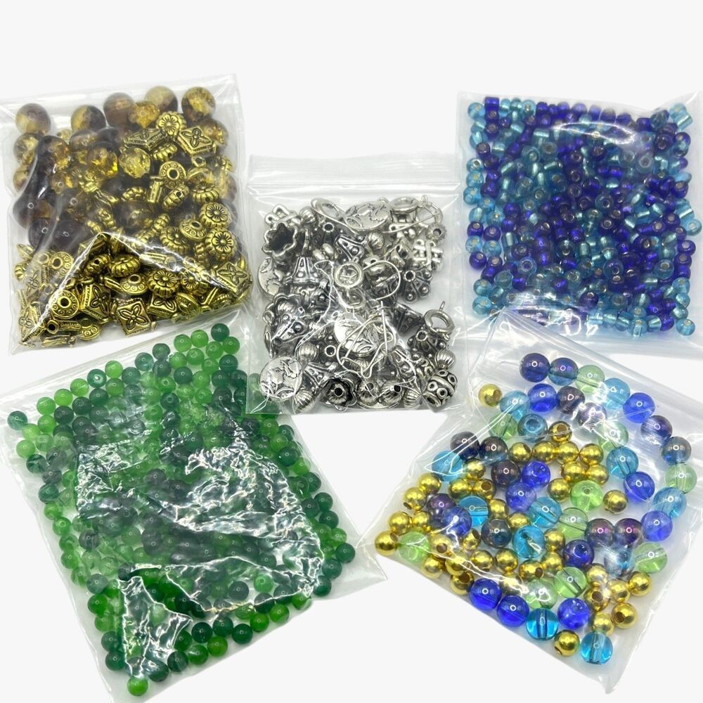 Mixed Lot Beads Jewelry Supplies Finding Glass Metal Variety Artisan Small 3-8mm